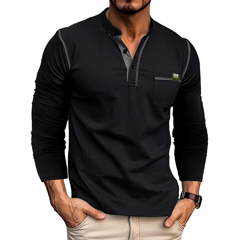 Men's Long Sleeve Color Block Shirt - Stylish Matching Design