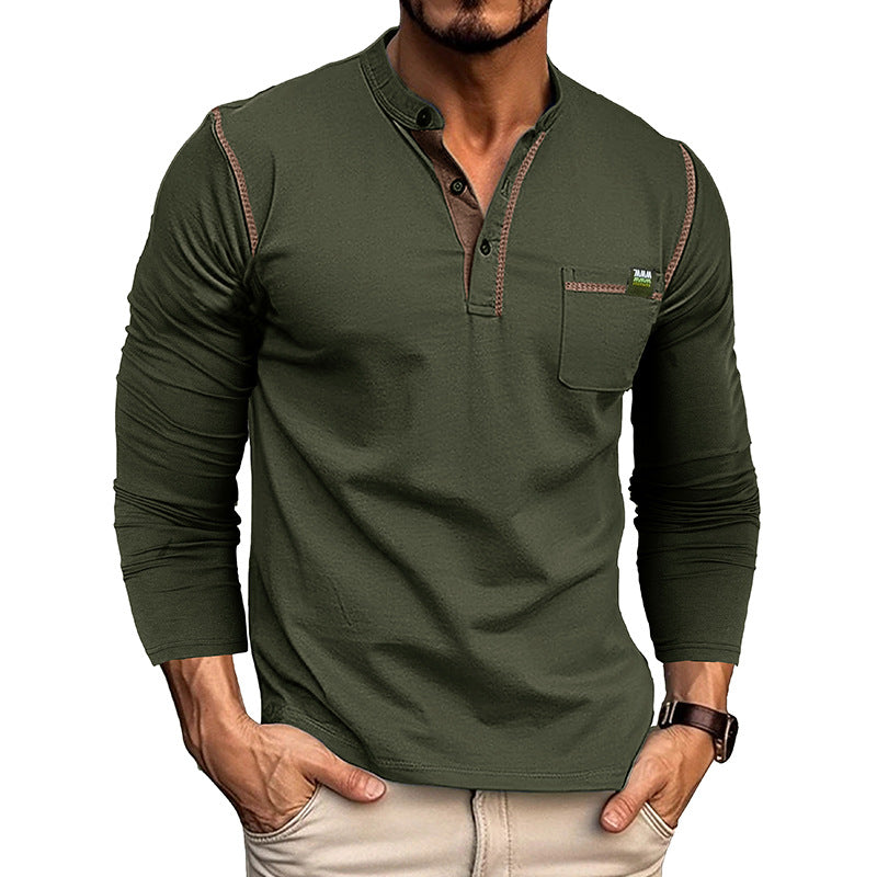 Men's Long Sleeve Color Block Shirt - Stylish Matching Design