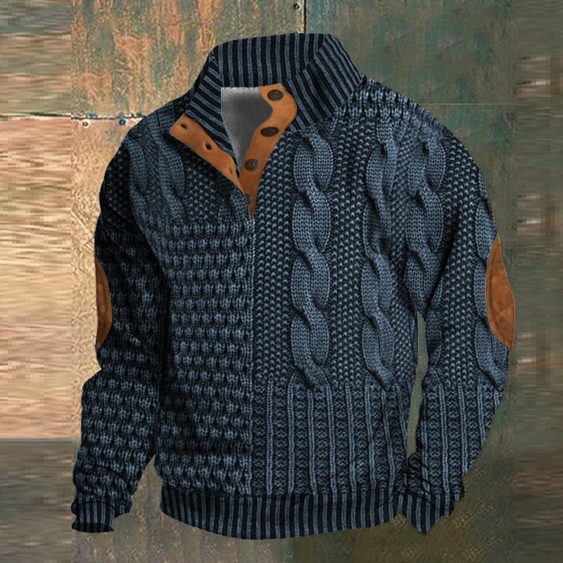 Herren-Pullover mit 3D-Digital-Serie, bedruckt, langärmelig, lässig