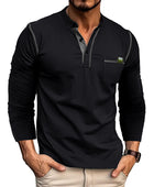 Men's Long Sleeve Color Block Shirt - Stylish Matching Design