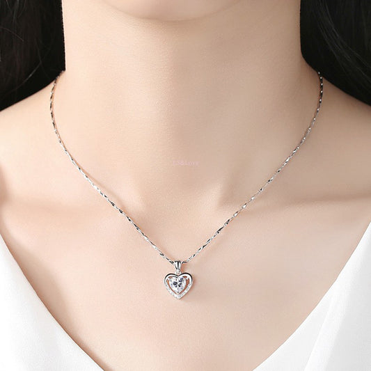 Luxury 925 Heart-Shaped Rhinestones Necklace for Women