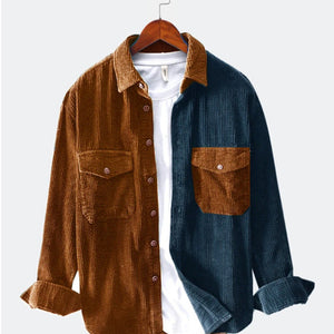 Men's Patchwork Casual Loose Long Sleeve Shirt - Fashion Statement Piece