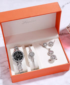 Women's Quartz Watch Set with Matching Bracelet, Necklace, Ring, and Earrings - A Perfect Gift Ensemble