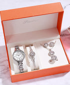 Women's Quartz Watch Set with Matching Bracelet, Necklace, Ring, and Earrings - A Perfect Gift Ensemble