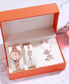 Women's Quartz Watch Set with Matching Bracelet, Necklace, Ring, and Earrings - A Perfect Gift Ensemble