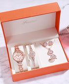 Women's Quartz Watch Set with Matching Bracelet, Necklace, Ring, and Earrings - A Perfect Gift Ensemble
