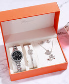 Women's Quartz Watch Set with Matching Bracelet, Necklace, Ring, and Earrings - A Perfect Gift Ensemble