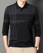 Men's Striped Lapel T-shirt: Long Sleeve Casual Comfort