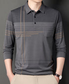 Men's Striped Lapel T-shirt: Long Sleeve Casual Comfort