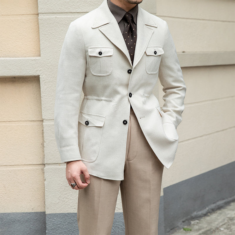 Men's Slim Suit Coat with Textured Line Collar: Elevate Your Style