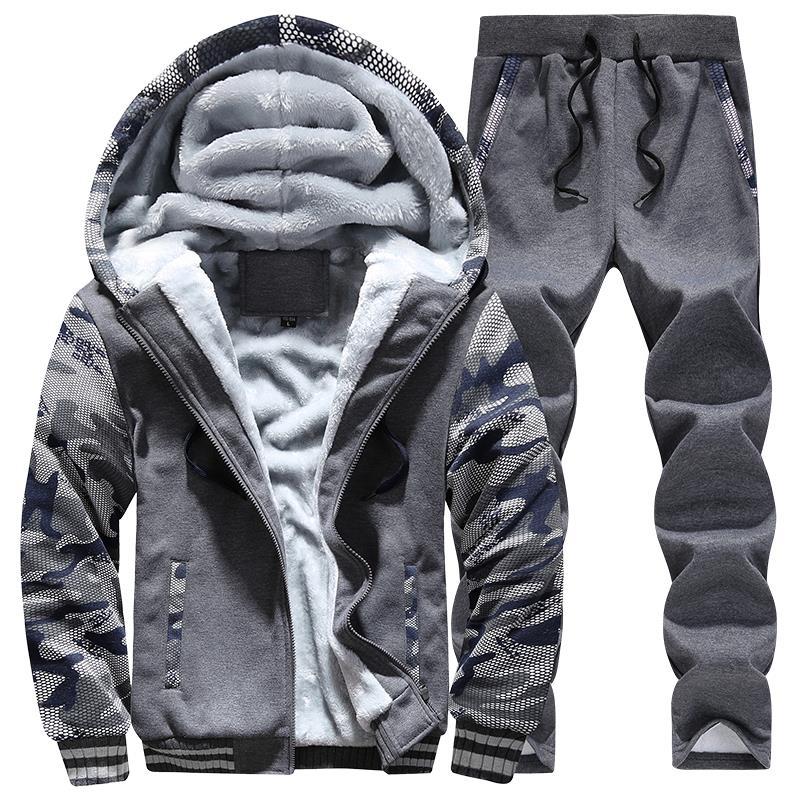 Plus Velvet Warm 2-Piece Sportswear Set for Men