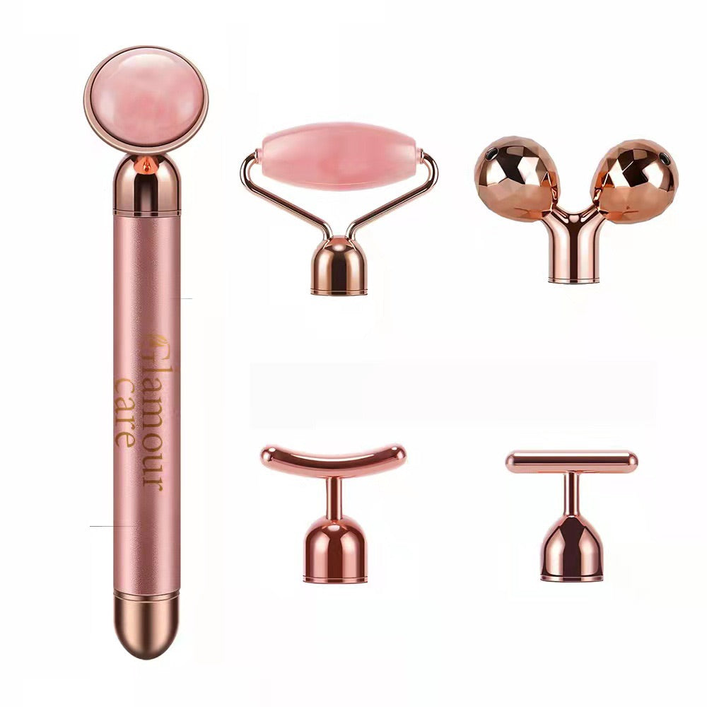 5-in-1 Facial Jade Roller and Gold Beauty Bar Set - Ultimate Facial Massager and Skin Care Tool