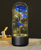 2-in-1 Rose LED Light & Bluetooth Speaker - Romantic Night Light in Glass Cover, Perfect Gift for Valentine's & Mother's Day