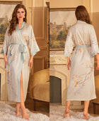 Red Satin Lace-Up Luxury Morning Gown: Elegant Women's Sleepwear and Bathrobe Set