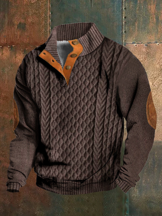 Men's Long Sleeve Sweater with Digital Pattern Printing