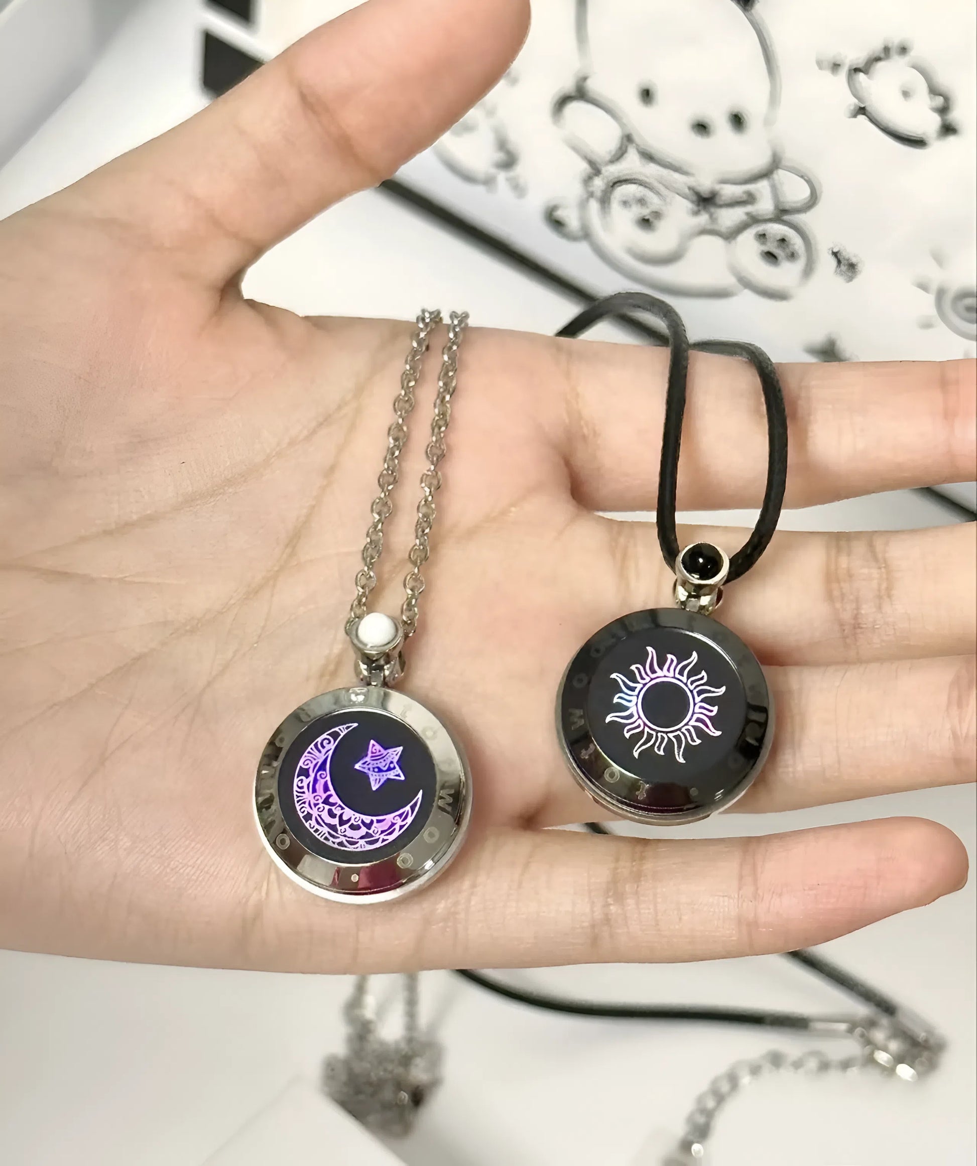 Sun and Moon Lovers Vibration Agate Pendant - Intelligent Connection Necklace