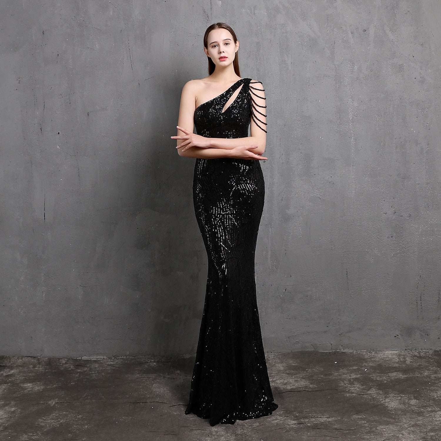 Elegant One-Shoulder Sequin Mermaid Dress – Perfect for Special Occasions