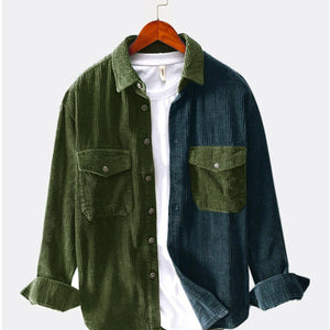 Men's Patchwork Casual Loose Long Sleeve Shirt - Fashion Statement Piece