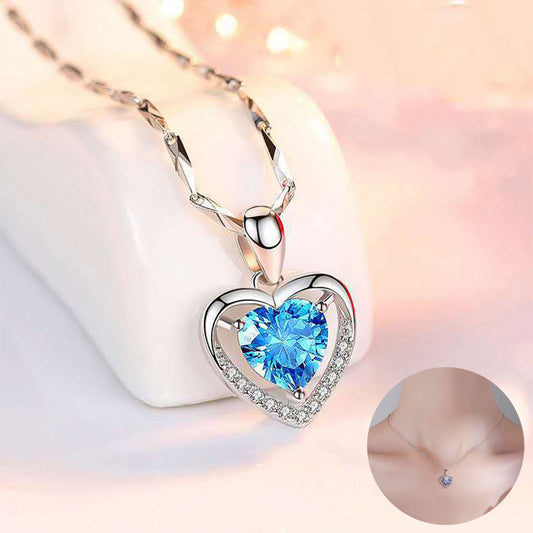 Luxury 925 Heart-shaped Rhinestones Necklace - Personalized Women's Jewelry for Valentine's Day and Mother's Day Gift