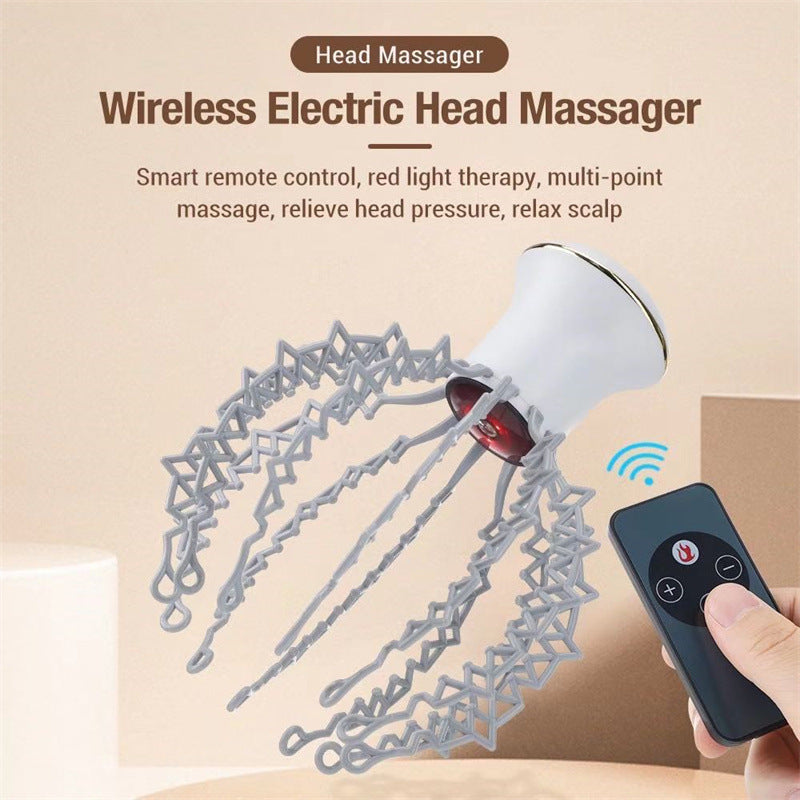 Wireless Electric Scalp Massager - 12-Point Head Massage Device with Red Light Therapy & 6 Modes for Relaxation & Decompression