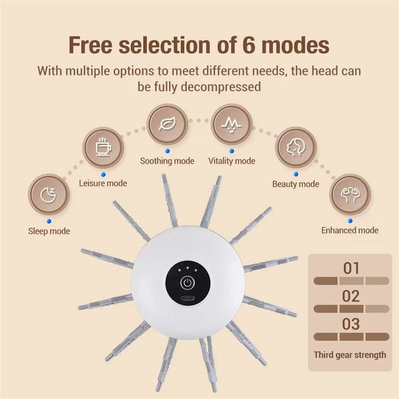 Wireless Electric Scalp Massager - 12-Point Head Massage Device with Red Light Therapy & 6 Modes for Relaxation & Decompression