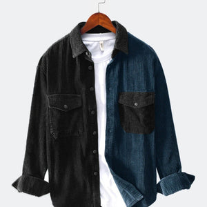 Men's Patchwork Casual Loose Long Sleeve Shirt - Fashion Statement Piece