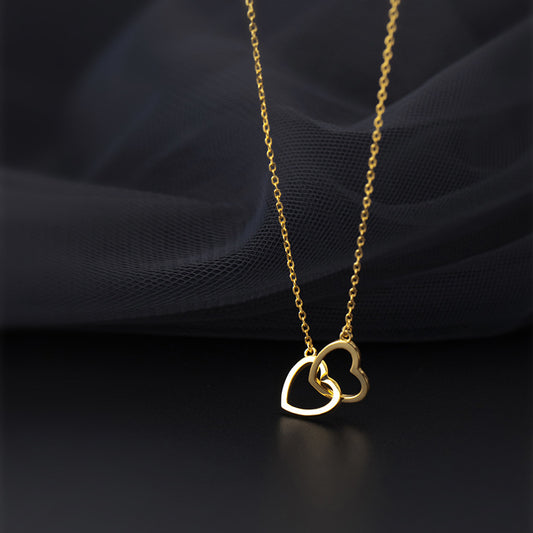 Interlocking Double Heart Titanium Steel Necklace: Elegant Jewelry for Her