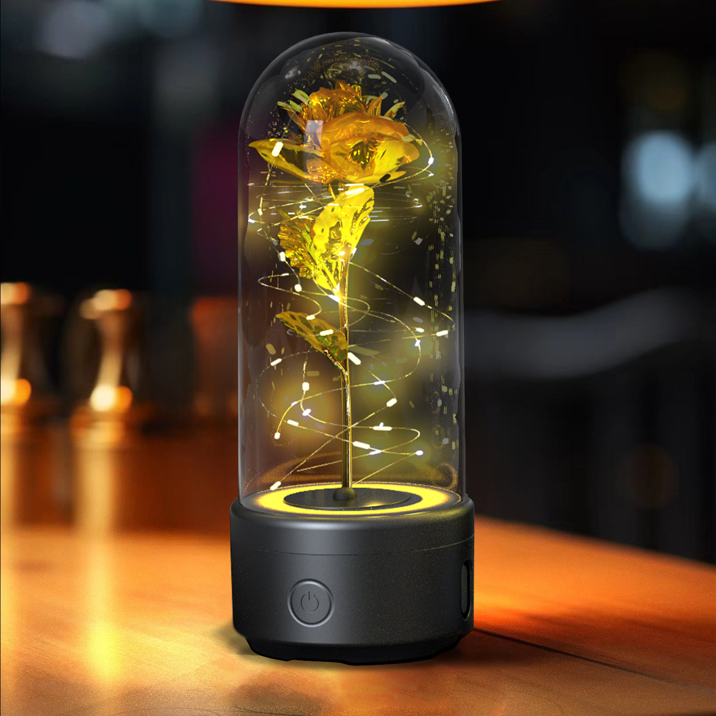 2-in-1 Rose LED Light & Bluetooth Speaker - Romantic Night Light in Glass Cover, Perfect Gift for Valentine's & Mother's Day