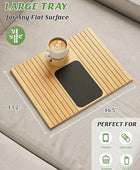 Modern Minimalist Bamboo Sofa Tray - A Decorative Armrest with Cup Holder, Folding Interior, and Placemat for Stylish Practicality