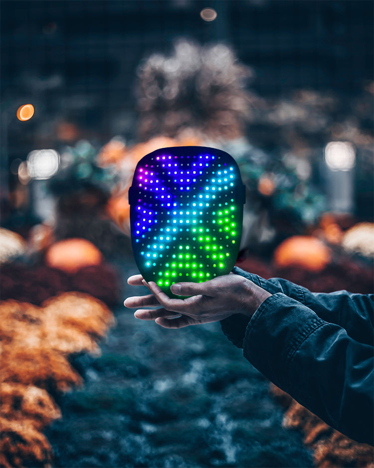 Halloween Cosplay LED Mask with Gesture Sensing - 50 Dynamic Patterns