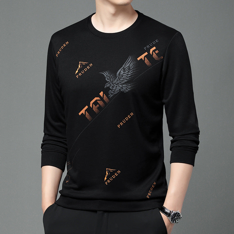 High Quality Men's Round Neck Long Sleeve Top: Fashionable Luxury T-shirt