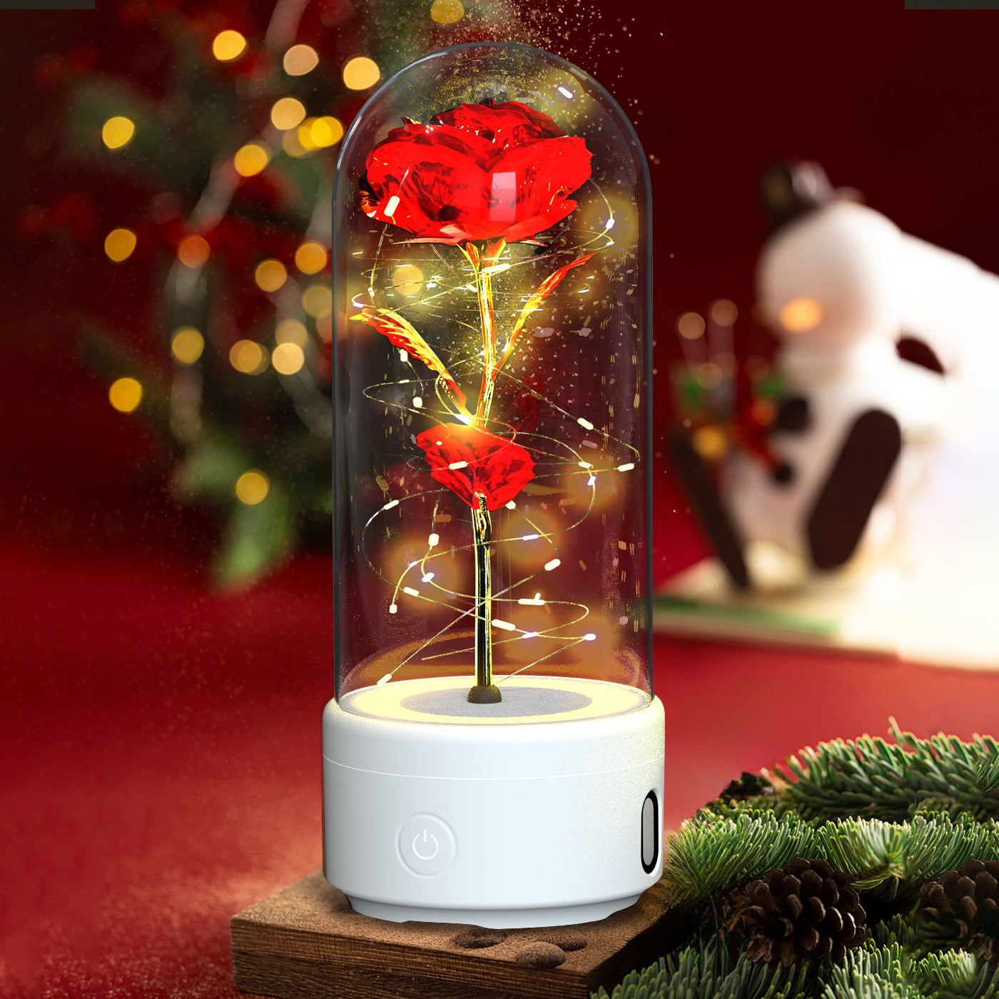 2-in-1 Rose Flowers LED Light and Bluetooth Speaker - A Unique Valentine's Day and Mother's Day Gift