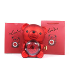 Rotating Eternal Rose Jewelry Box with Necklace -Teddy Bear Gift Box Perfect Romantic Gift for Special Occasions