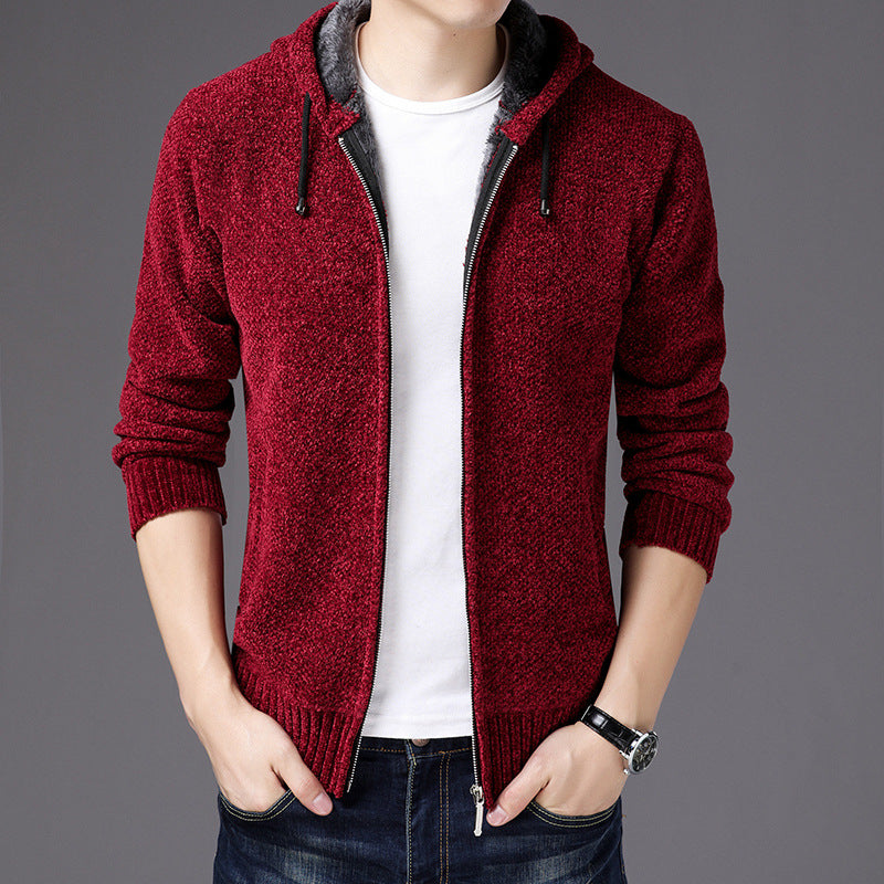 Men's Winter Zipper Knit Cardigan Coat Jacket