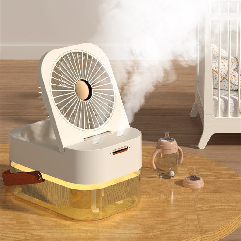 Portable USB Mist Fan & Air Cooler with Humidifier & Night Light - Desktop Summer Home Appliance