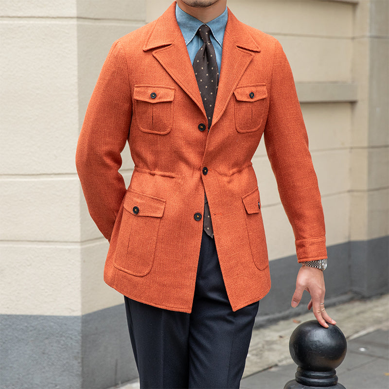 Men's Slim Suit Coat with Textured Line Collar: Elevate Your Style