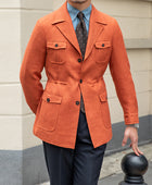 Men's Slim Suit Coat with Textured Line Collar: Elevate Your Style