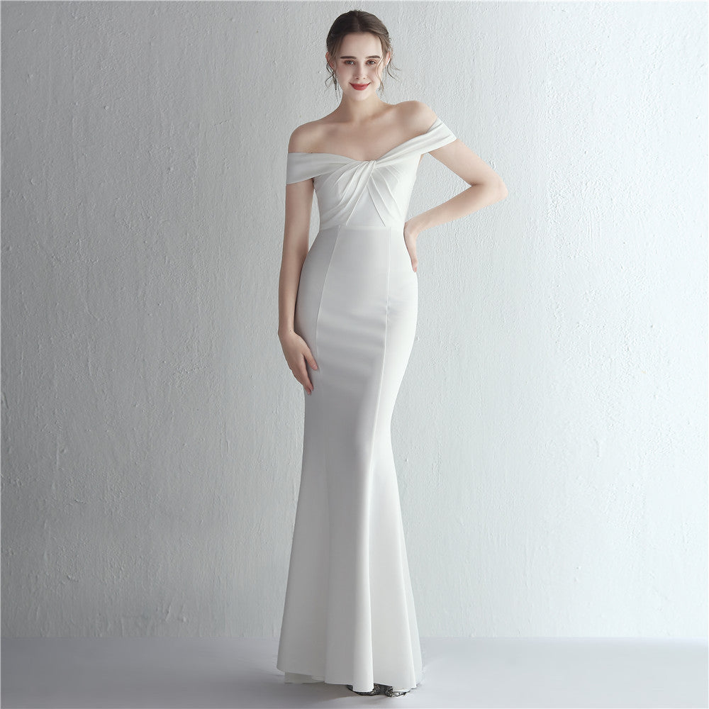 Slim-Fit Off-Shoulder Long Dress for Women - Celebrity Evening Gown