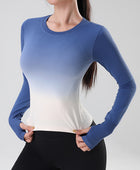 Women's Gradient Color Yoga Top: Thin and Quick-Drying for Active Wear