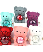 Rotating Rose Jewelry Box with Necklace & Teddy Bear – Romantic Gift for Special Occasions