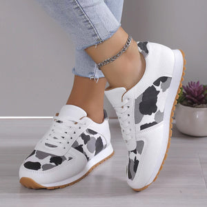 Leopard Print Lace-Up Sneakers - Stylish Women’s Sports Shoes