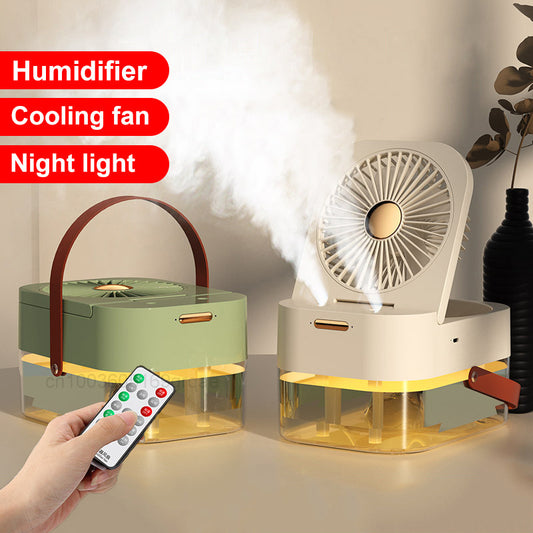 Portable Humidifier Spray Fan – USB Air Cooler & Night Light