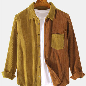 Men's Patchwork Casual Loose Long Sleeve Shirt - Fashion Statement Piece