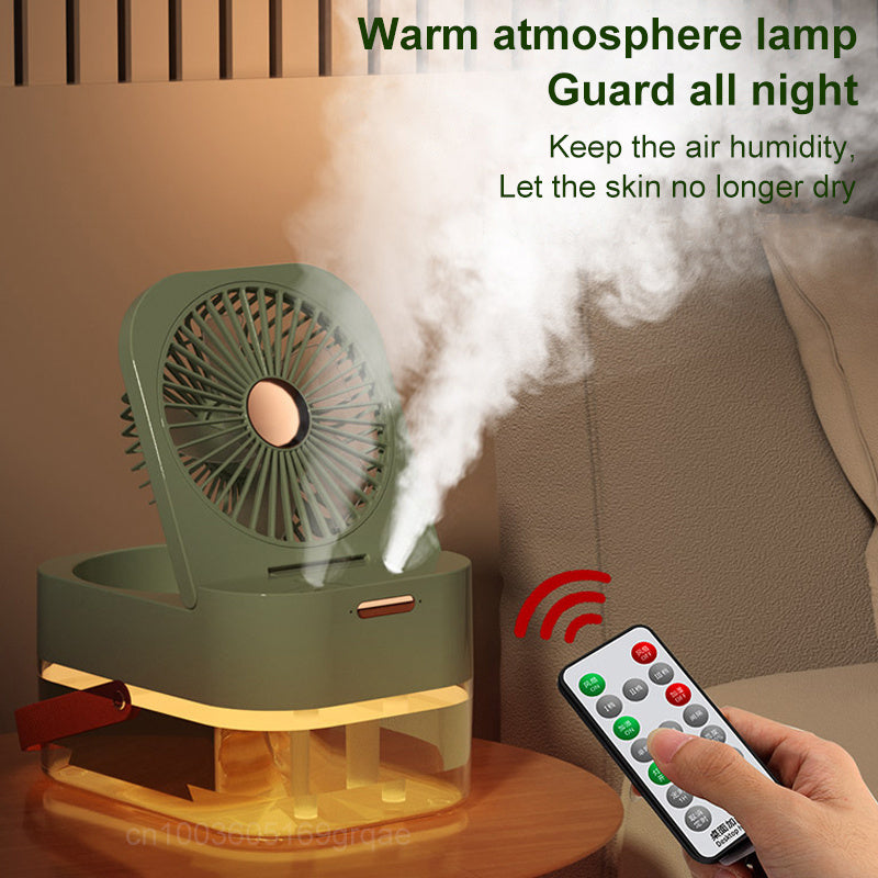 Portable USB Mist Fan & Air Cooler with Humidifier & Night Light - Desktop Summer Home Appliance