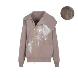 Asymmetric Zippered Sweat Hoodie – Casual & Cozy Women's Style