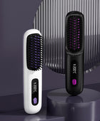 LCD Ceramic Electric Hair Straightener Comb with USB Charging - Efficient Heating for Smooth Hair