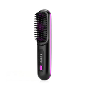 2-in-1 Wireless Hair Straightener Brush -Cordless, Fast-Heating Comb