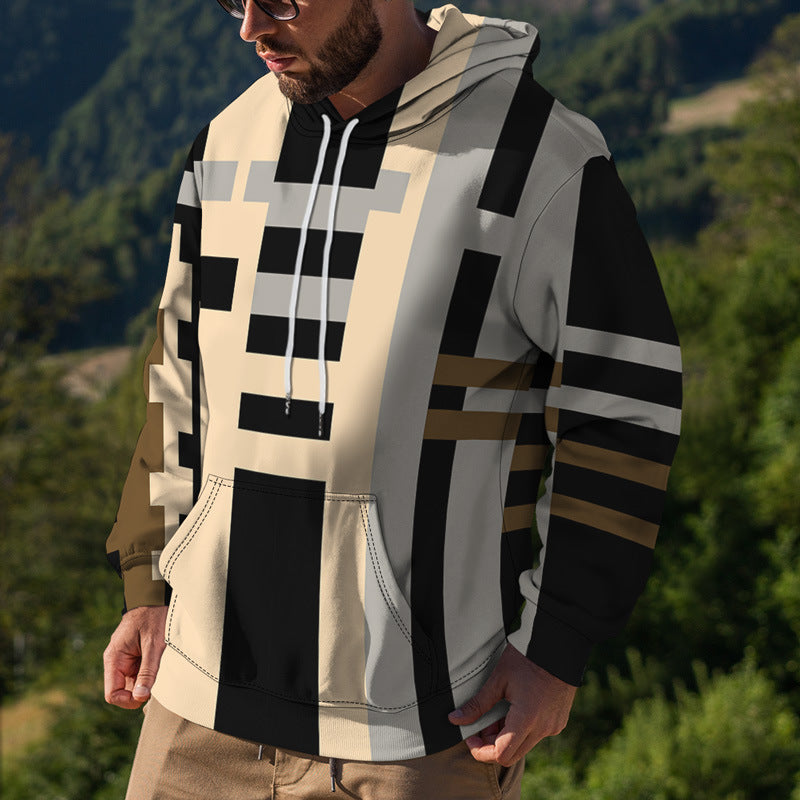Men's Geometric Pattern Hooded Sweater - Street Trend