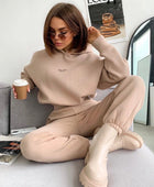 Knitted Fleece Casual Suit: Comfortable Two-piece Set for Women