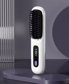 LCD Ceramic Electric Hair Straightener Comb with USB Charging - Efficient Heating for Smooth Hair